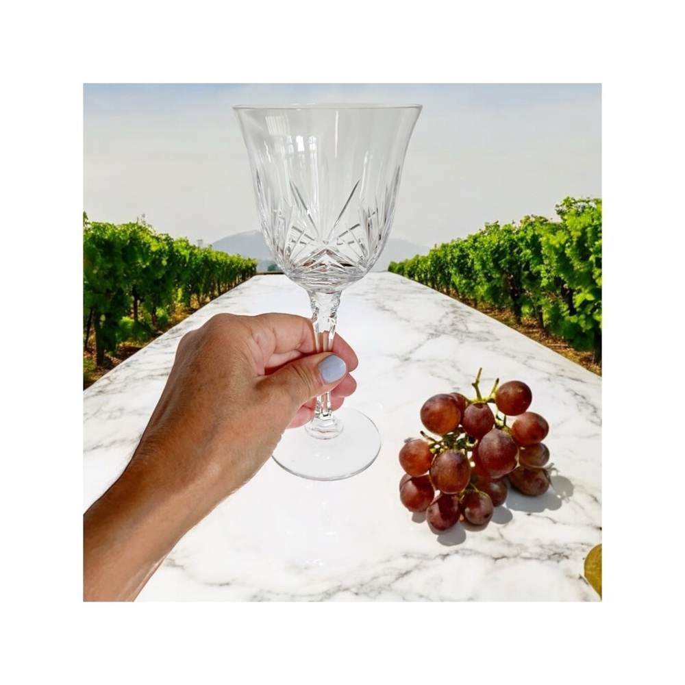 Set (4) Towle Lead Crystal Wine Goblets Stem Glasses Candlelight Pattern- 7.5”